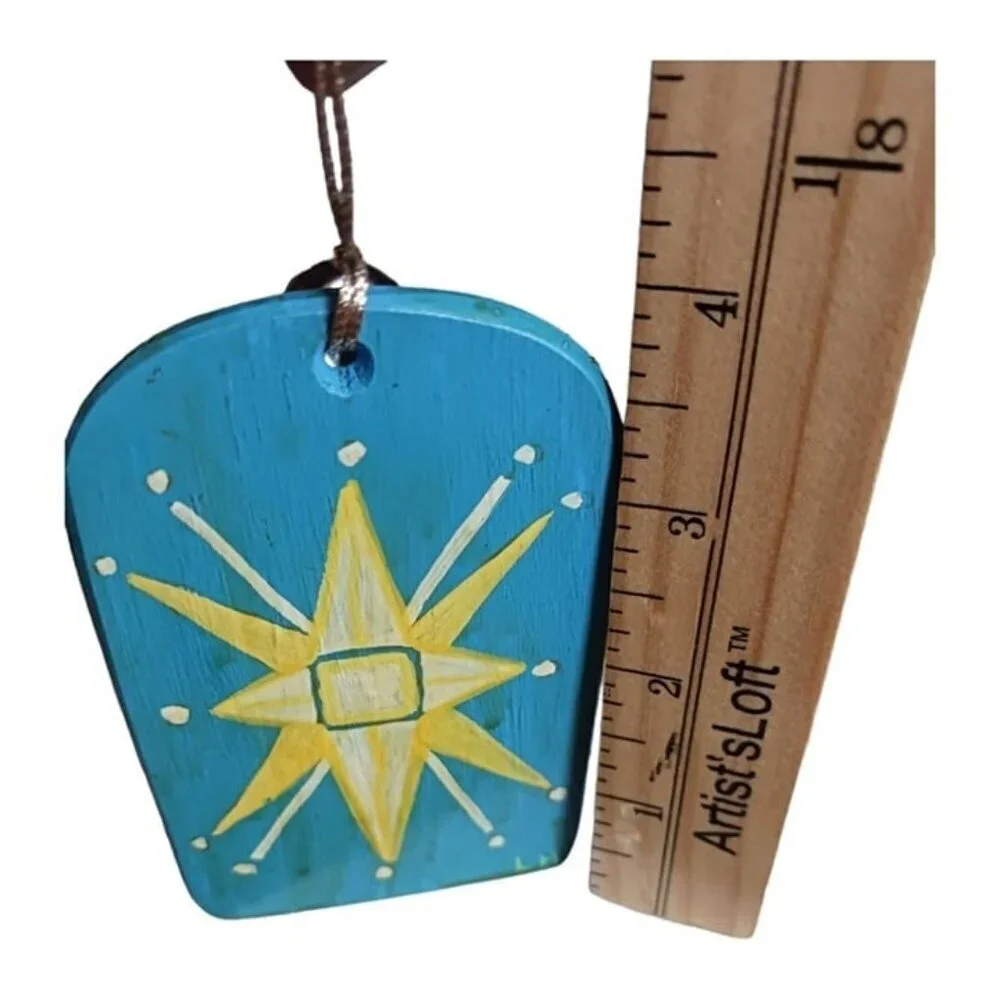 Set of 4 wooden christmas ornaments double sided